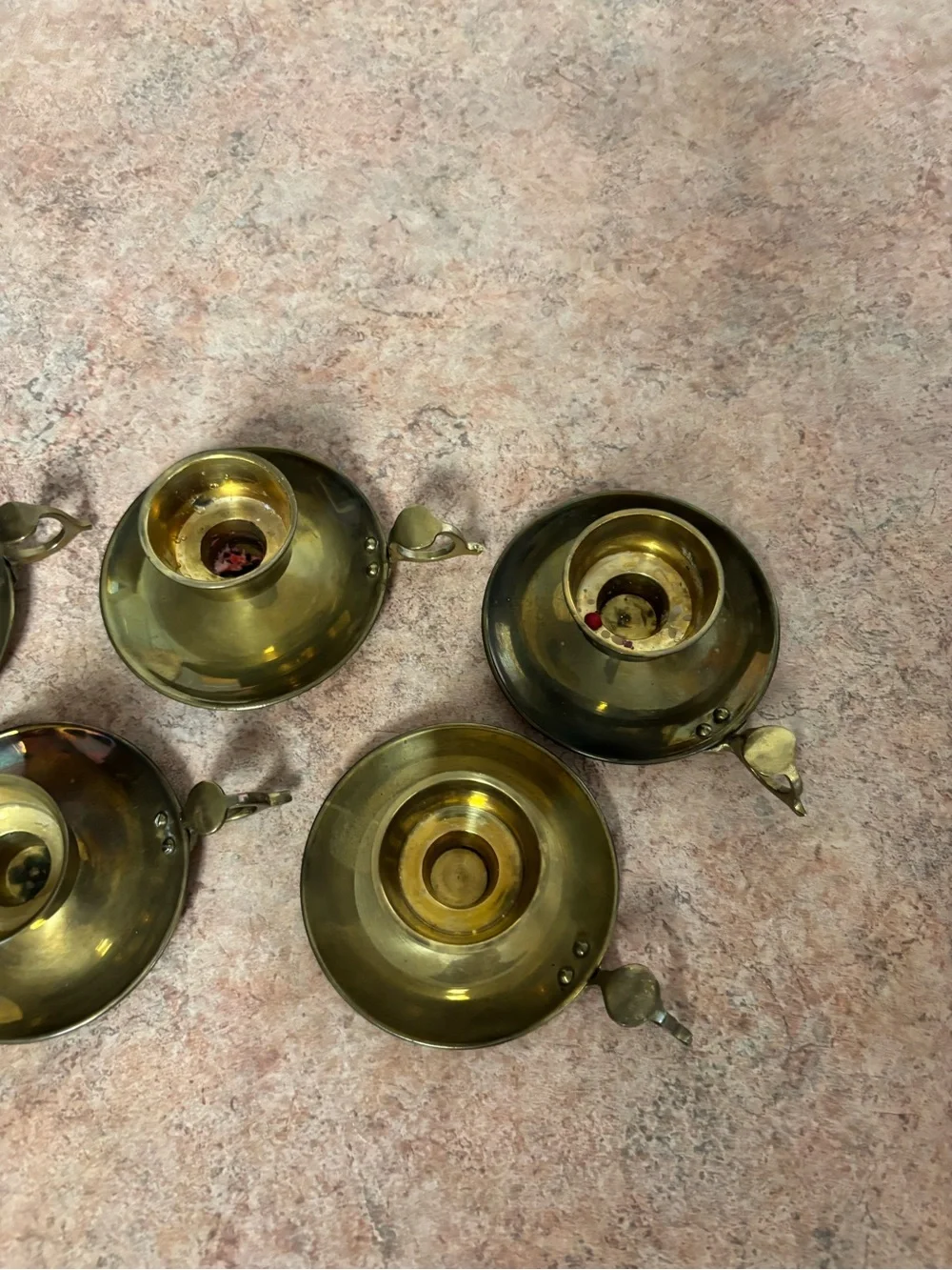 Vintage Brass Chamberstick Candle Holders - Set of 5 (Gold)